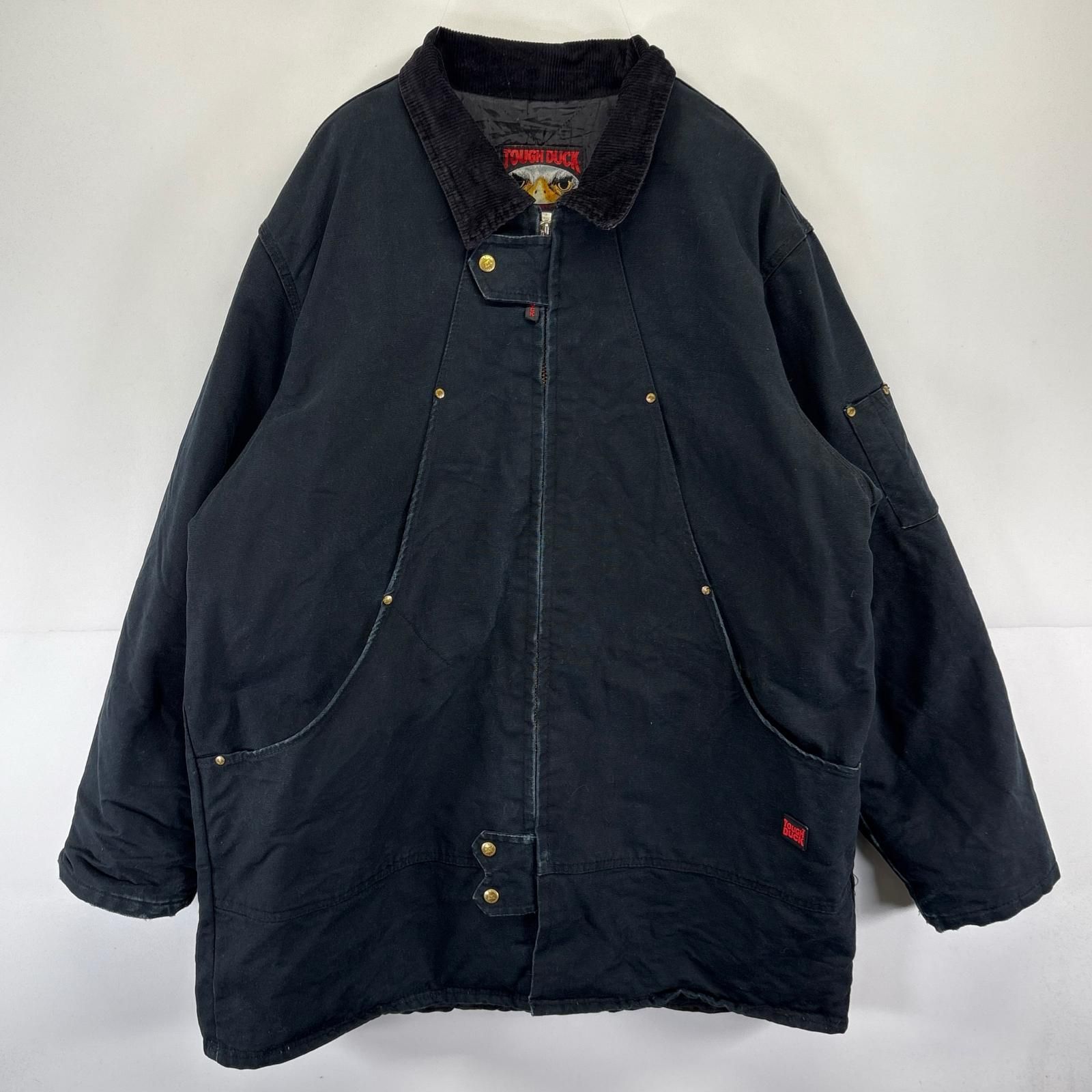 古着 タフダック TOUGH DUCK ジャケット ワーク コート ダック 中綿 大きいサイズ 2XLT ブラック系 メンズ