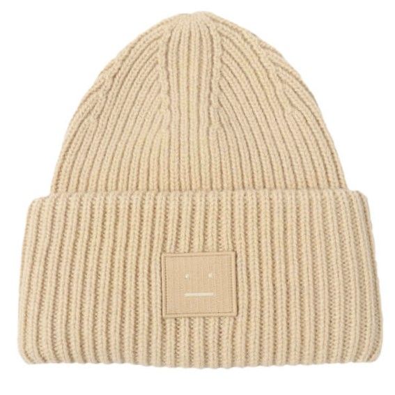 新品 Acne Studios アクネストゥディオズ LARGE FACE LOGO BEANIE ラージフェイスロゴビーニー FA-UX-HATS000063 BISCUIT BEIGE ニット帽 ワッチキャップ ニットキャップ ユニセックス 帽子