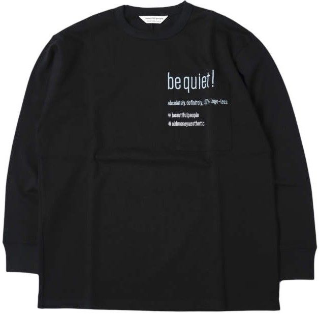 新品 beautiful people ビューティフルピープル 24AW suvin compact jersey typography long T スビン コンパクト ジャージ タイポグラフィ ロングスリーブTシャツ 1445310044 36 BLACK