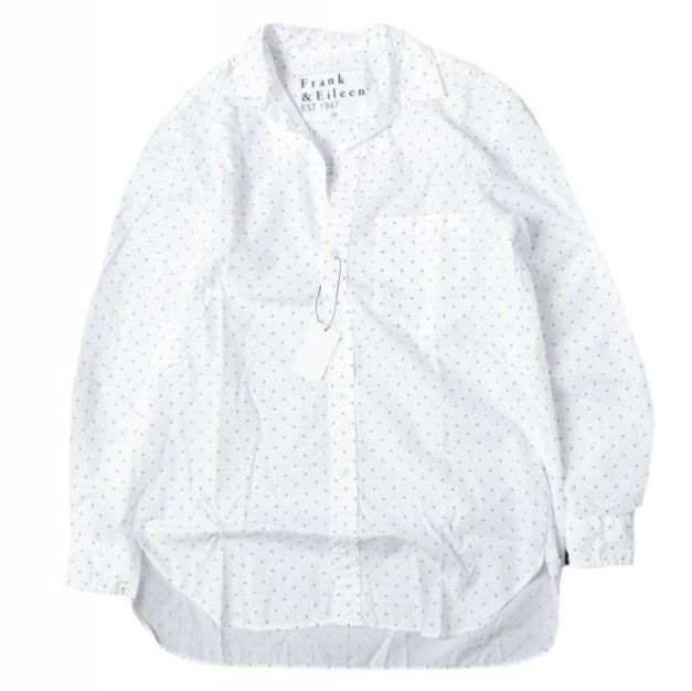 新品 Frank&Eileen フランクアンドアイリーン JOEDY GEO ジオメトリック柄 スキッパーネックシャツ 3610700118 S WHITE/GREEN 長袖 定価39,600円 トップス g27189