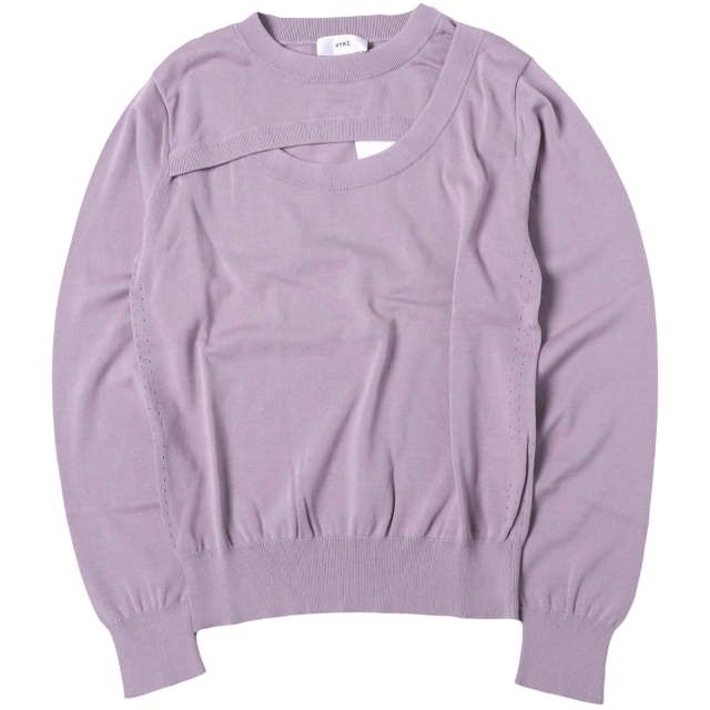 新品 HYKE ハイク 25SS CREW NECK SWEATER レイヤードデザイン クルーネックセーター 251 - 11388 1(S) LIGHT PURPLE 定価33,000円 ニット トップス g27170