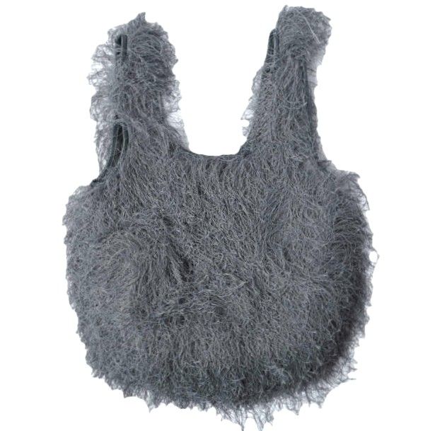 新品 DRIES VAN NOTEN ドリスヴァンノッテン 25AW BW252-MARCH171-2031 W.L.BAG レザーポーチ付き フリンジ マルシェバッグ 252-011560-2031-803 GREY 定価103,400円 ハンド トート 32,370円