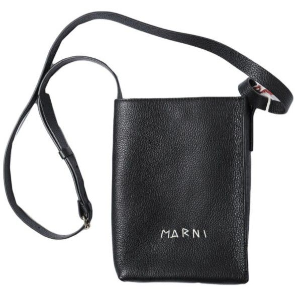 新品 MARNI マルニ 25AW イタリア製 MUSEO MENDING SOFT BAG NANO メンディングロゴ ショルダーバッグ SBMP0084U3 P6533 BLACK(00N99) 定価146,300円 カバン g27136