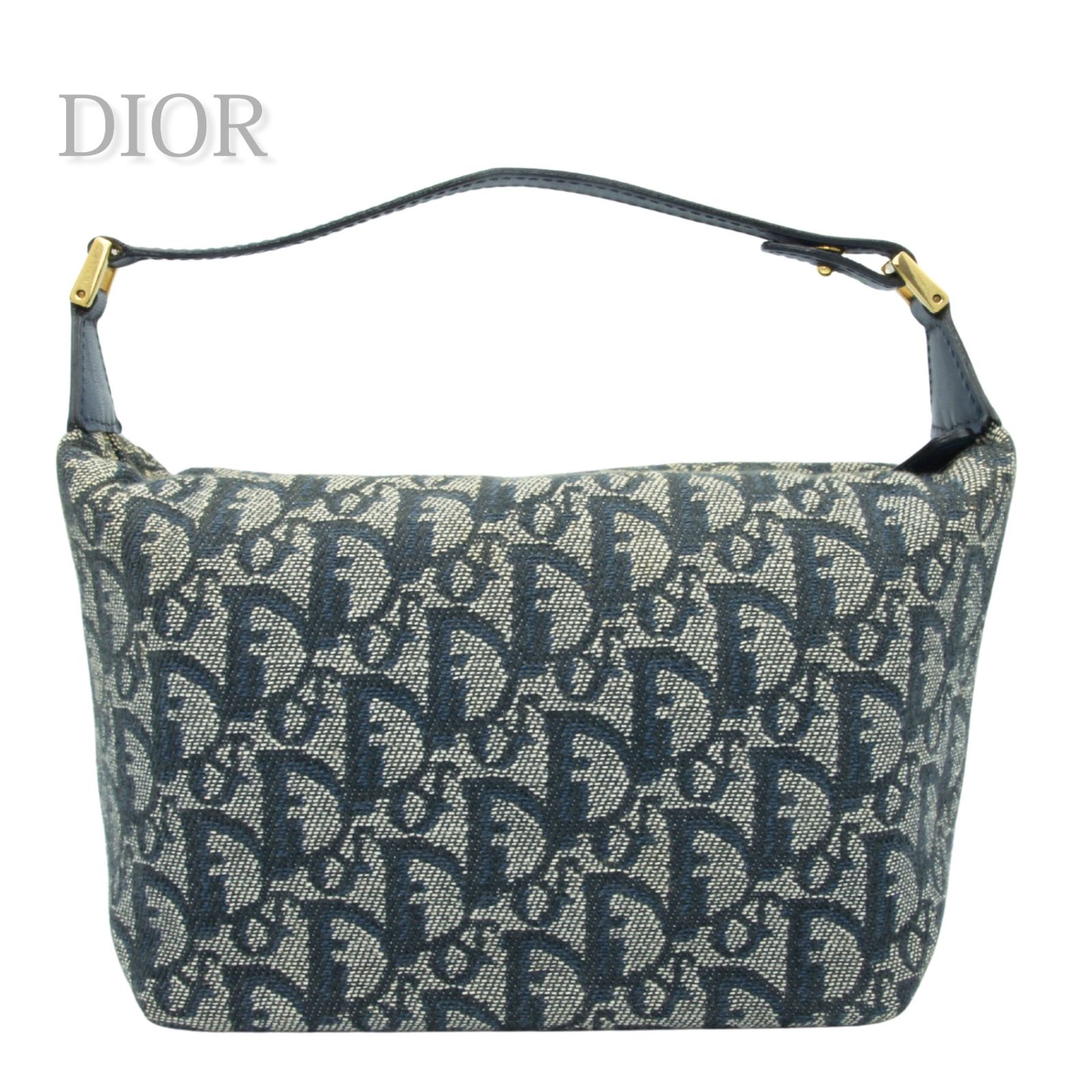 【中古】DIOR ディオール トロッター ミニハンドバッグ レディース ネイビー 紺 CM1022 ジャカード キャンバス ハンドバッグ CM1022 ヴィンテージ 希少
