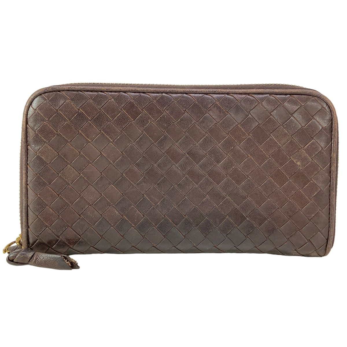 BOTTEGA VENETA(ボッテガヴェネタ) 長財布 イントレチャート 114076 ダークブラウン ラウンドファスナー レザー