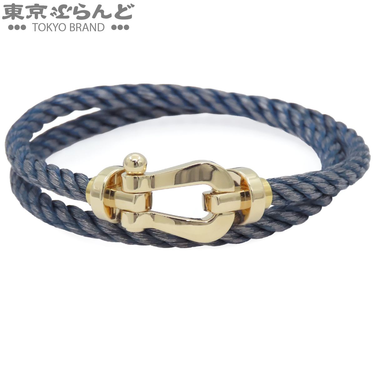 フレッド FRED フォース10 ブレスレット イエローゴールドxブルー K18YG SS ラージ LM 2連 #17 ユニセックス 仕上済 101876584