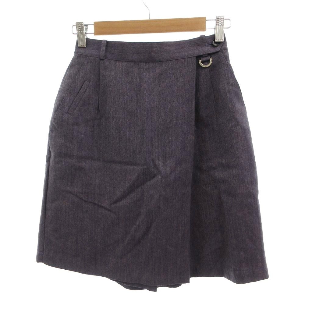 クリスチャンディオール Christian Dior 美品 ビンテージ キュロットパンツ ショートパンツ M 紫 パープル ラップ巻 ワンタック ウール /SJ