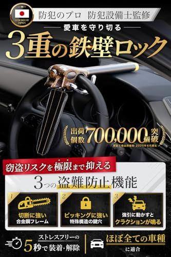 R★ハンドルロック 【防犯のプロ監修】 盗難防止 車 盗難防止グッズ 日本ブランド ３重の盗難防止機能 ５秒で簡単装着 防犯設備士監修 【世田谷ベース掲載モデル】 (ブラウン) 2fe80570