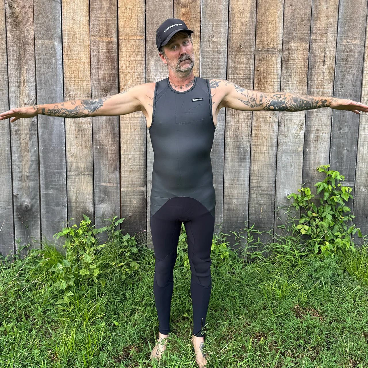 訳あり Beached Days Wetsuits ロゴパッチ 2mm スキンロングジョン L
