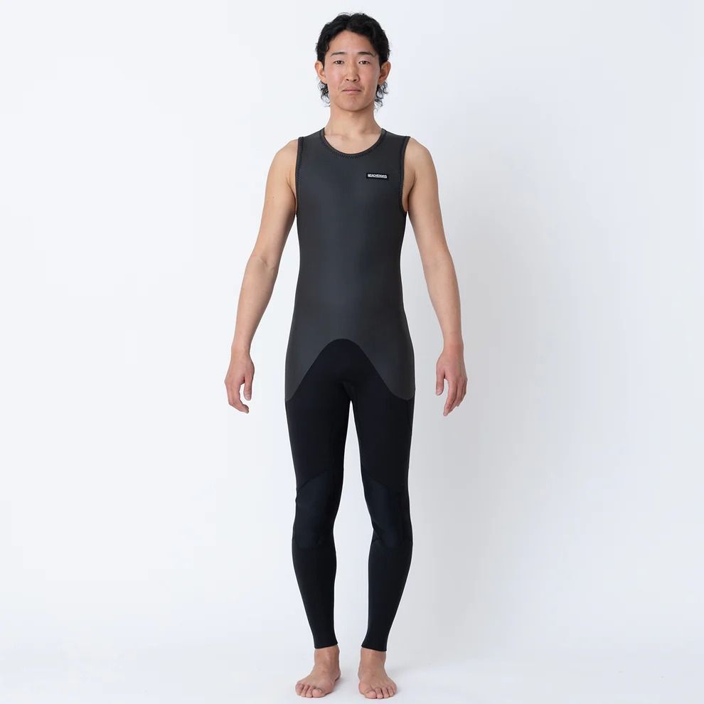 BEACHED DAYS 2mm スキンロングジョン L 訳あり Beached Days Wetsuits ロゴパッチ 2mm スキンロングジョン L