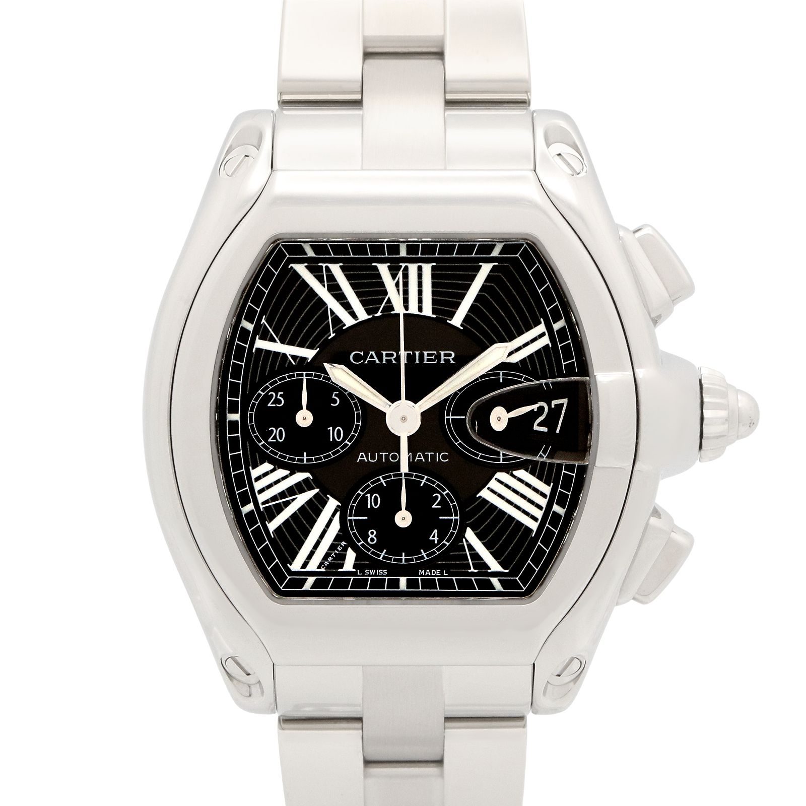 カルティエ CARTIER 腕時計 ロードスター クロノグラフ XL W62020X6 ブラック ステンレススチール ロードスター クロノグラフ XL メンズ Used A