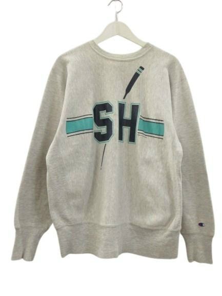 チャンピオン CHAMPION 90s 刺繍タグ リバースウィーブ スウェット L グレー STONE HARBOR 両面プリント USA製 ヴィンテージ トレーナー