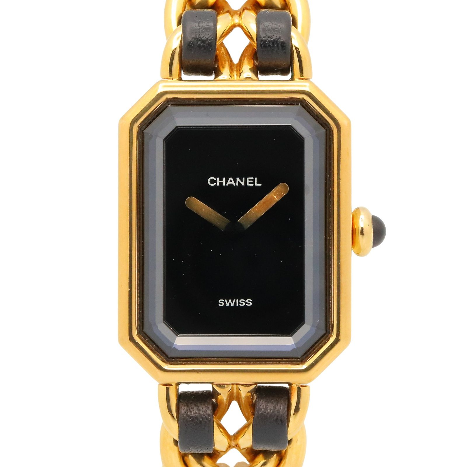 シャネル CHANEL 腕時計 プルミエール M H0001 ブラック GP（ゴールドメッキ） レザー プルミエール M レディース Used A