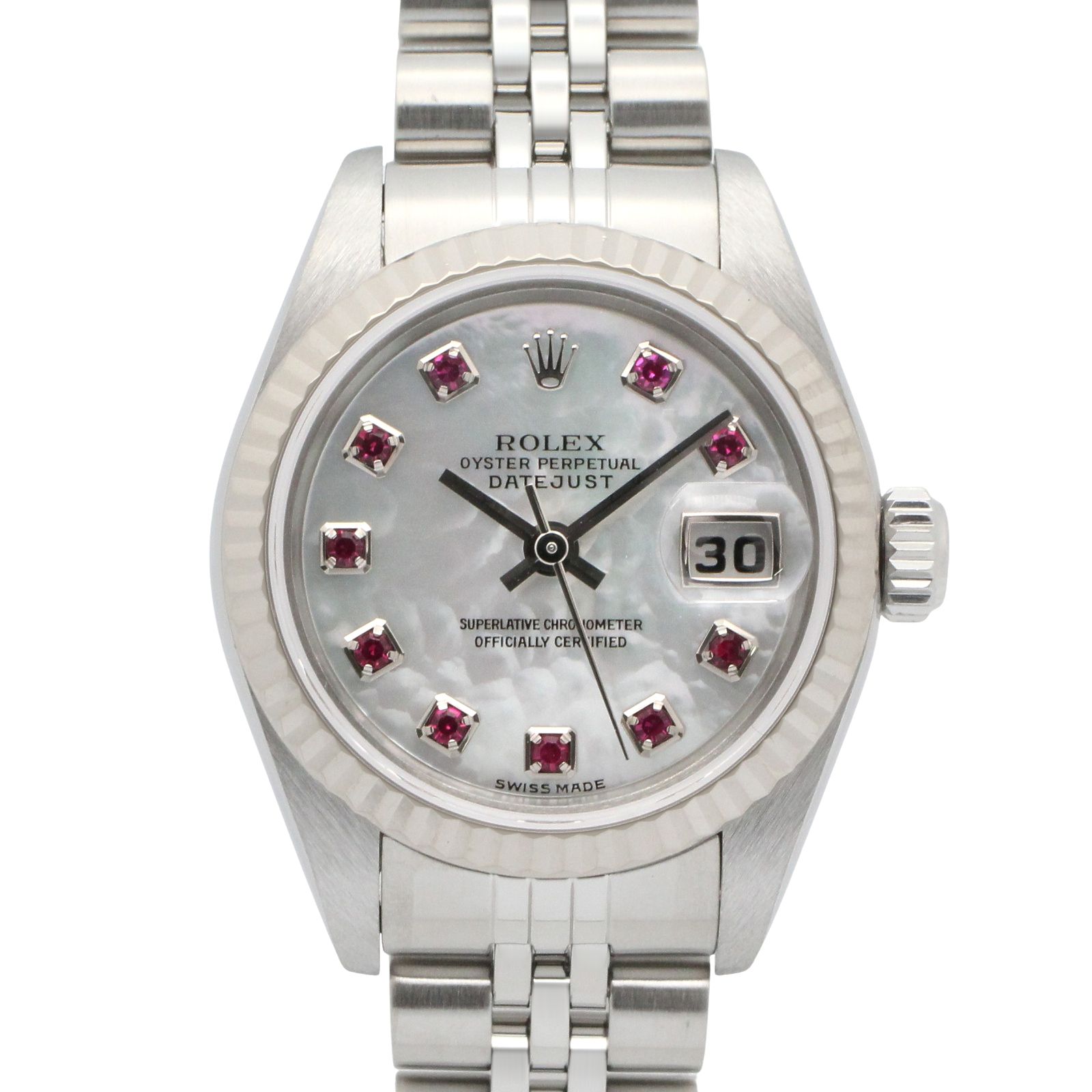 ロレックス ROLEX 腕時計 デイトジャスト 10Pルビー F番 79174NGR WHシェル K18WG（ホワイトゴールド） ステンレススチール デイトジャスト 10Pルビー F番 レディース