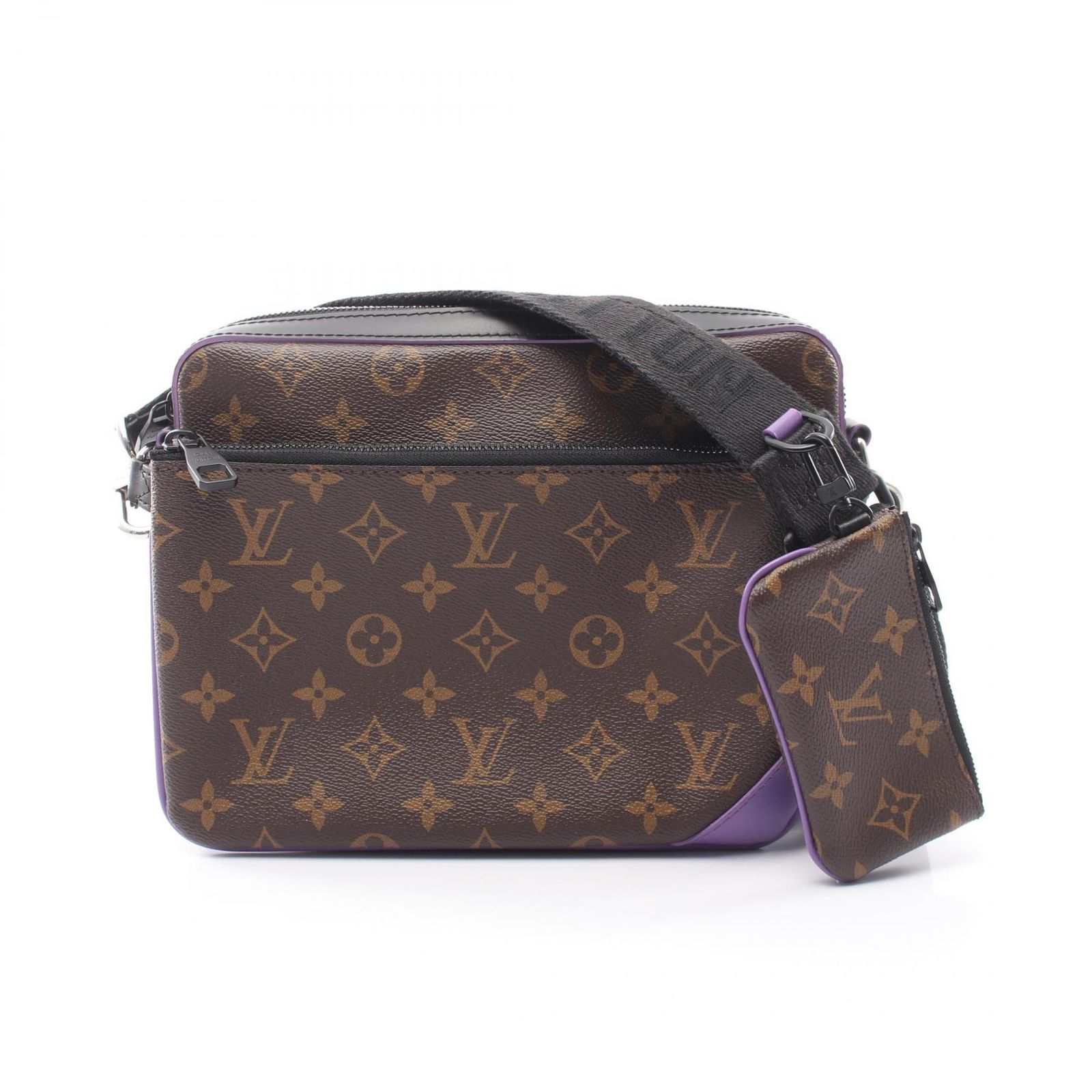 ルイ・ヴィトン LOUIS VUITTON ショルダーバッグ トリオ メッセンジャー モノグラムマカサー M46266 バイオレット PVCコーティングキャンバス レザー トリオ・メッセンジャー