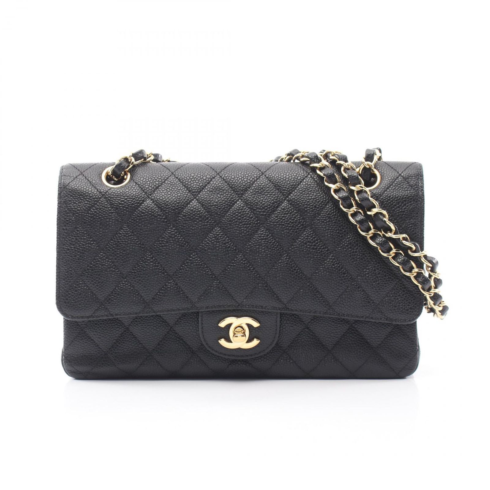 シャネル CHANEL ショルダーバッグ マトラッセ Wフラップ ブラック カーフ（牛革） マトラッセ ダブルフラップ チェーンショルダー レディース Used A