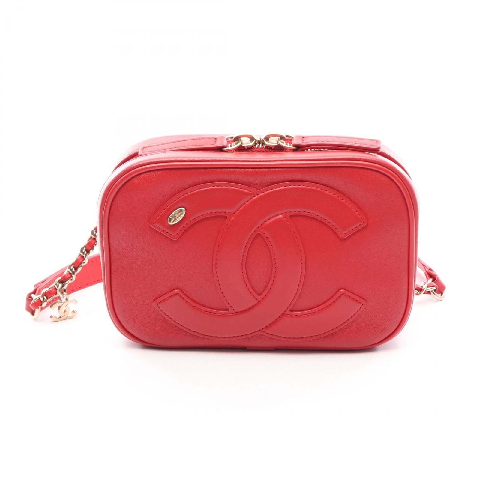 シャネル CHANEL ウエストバッグ ココマーク チェーン レッド レザー ココマーク チェーン ウエストバッグ レディース Used A