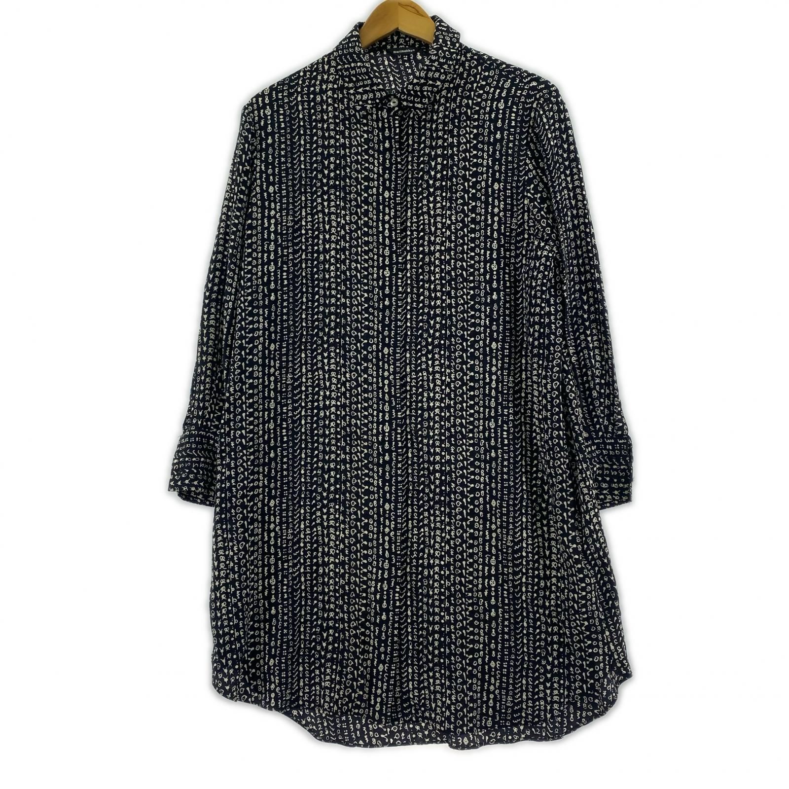 Marimekko シャツワンピース 総柄 長袖 ブラック ホワイト 38 marimekko 総柄 シャツワンピース sizeM/ブラック×ホワイト - メルカリ