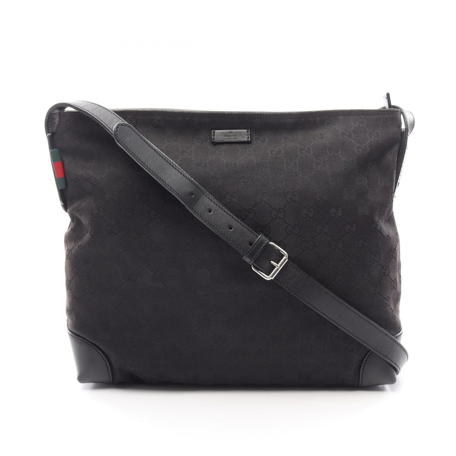 グッチ GUCCI ショルダーバッグ Gキャンバス シェリーライン 308930 ブラック キャンバス レザー シェリーライン ショルダーバッグ レディース Used B