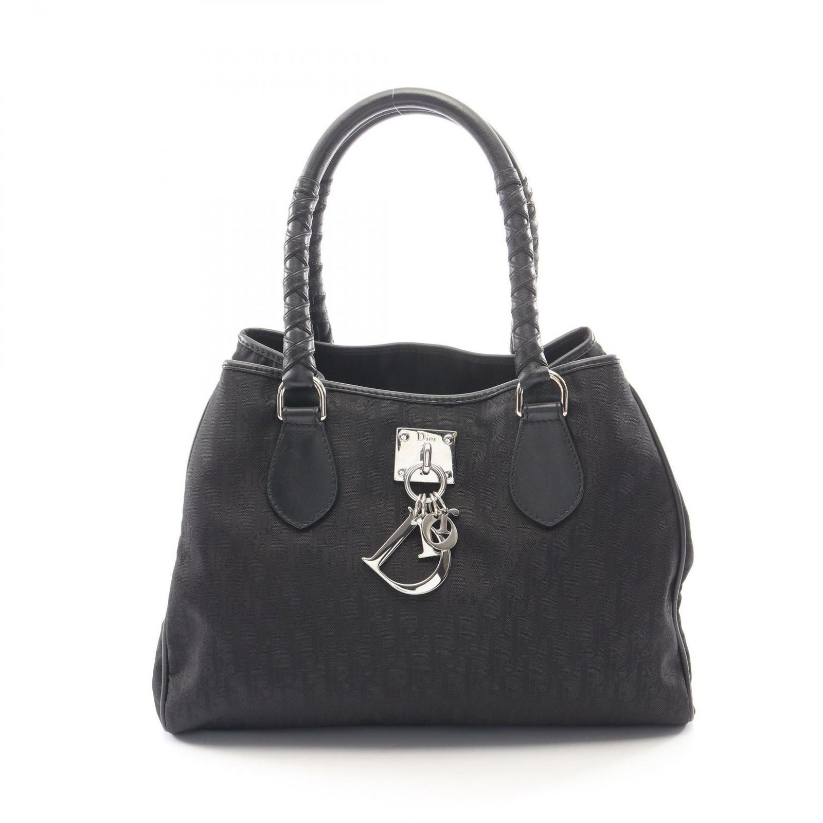 ディオール Dior トートバッグ ラブリー トロッター ブラック レザー ラブリー トロッター トートバッグ レディース Used A