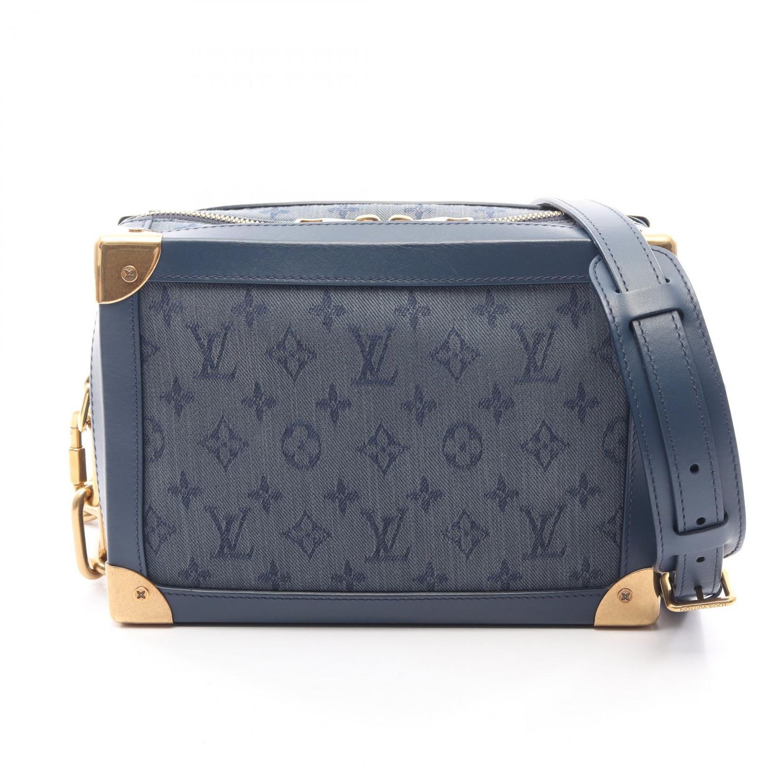 ルイ・ヴィトン LOUIS VUITTON ショルダーバッグ ソフトトランク M44723 ブルー デニム レザー ソフトトランク レディース Used A