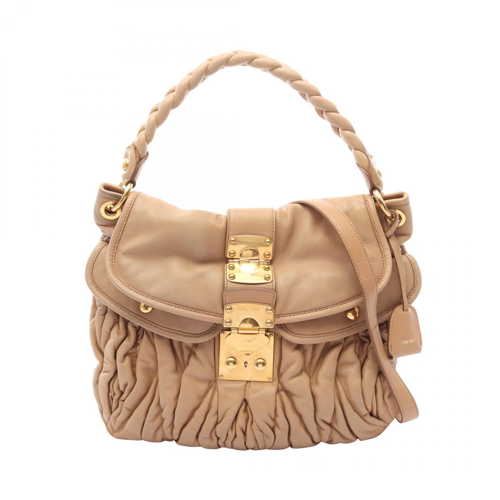 ミュウ ミュウ Miu Miu ハンドバッグ マテラッセ 2WAY ベージュ レザー マテラッセ 2wayショルダー レディース Used B