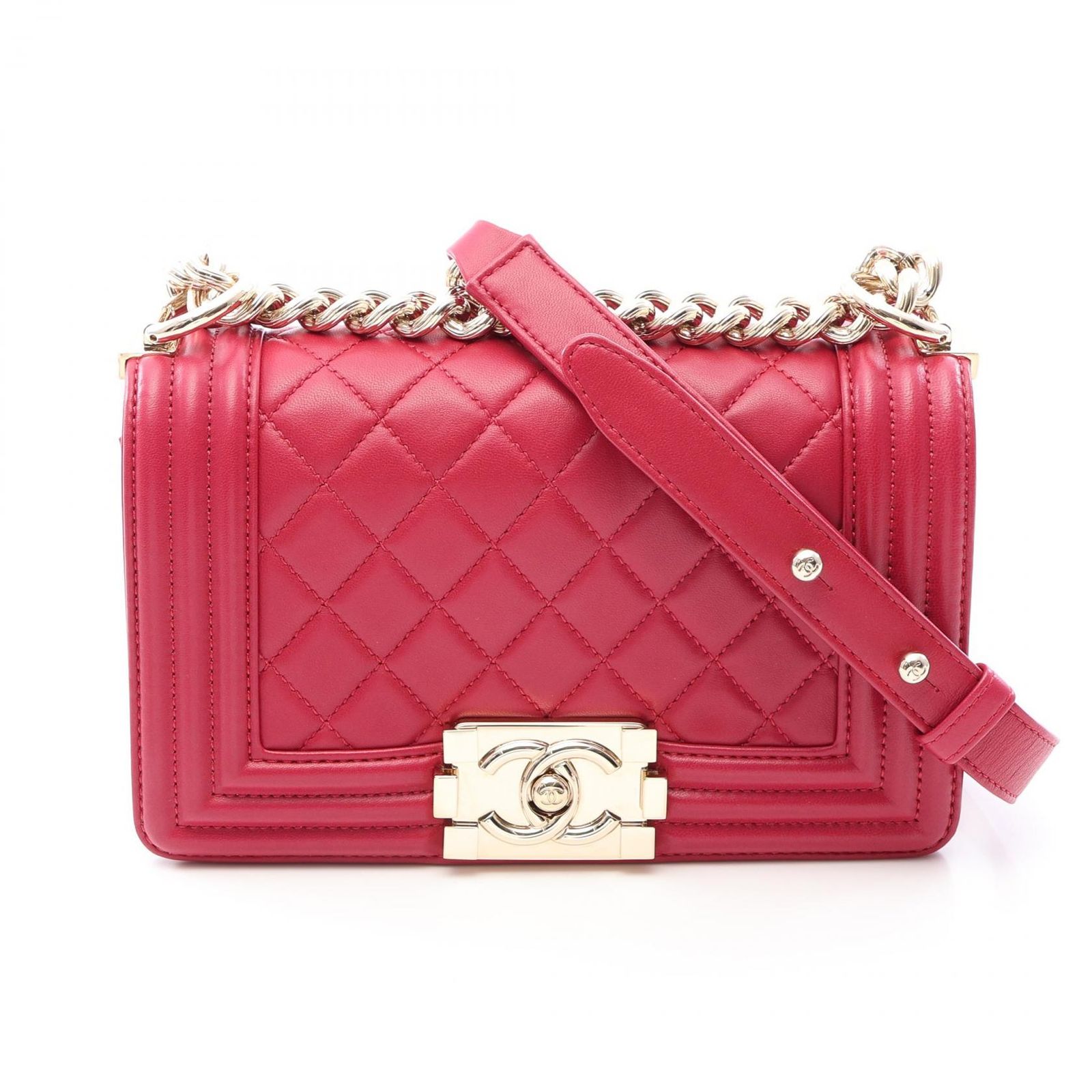 シャネル CHANEL ショルダーバッグ ボーイシャネル スモール A67085 ワイン ラムスキン（羊革） ボーイシャネル スモール チェーンショルダー レディース Used A