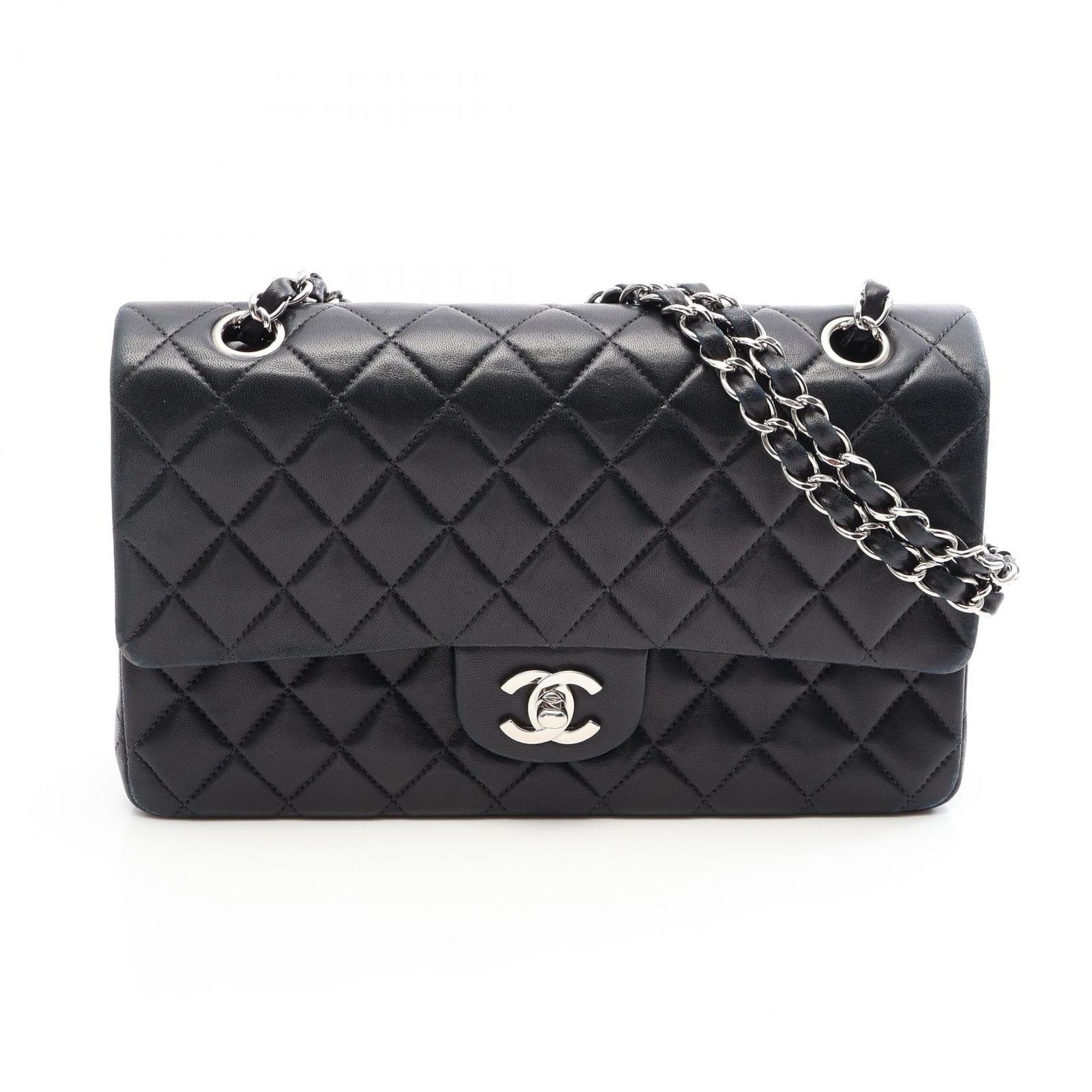 シャネル CHANEL ショルダーバッグ マトラッセ Wフラップ ブラック ラムスキン（羊革） マトラッセ ダブルフラップ チェーンショルダー レディース Used B