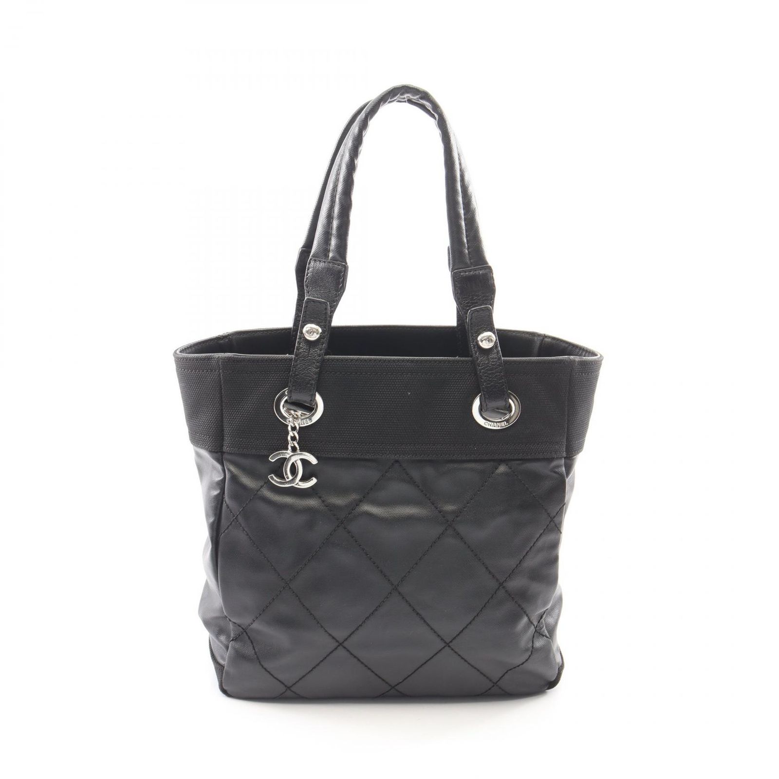 シャネル CHANEL トートバッグ パリビアリッツPM A34208 ブラック PVCコーティングキャンバス レザー パリビアリッツトートPM レディース Used B