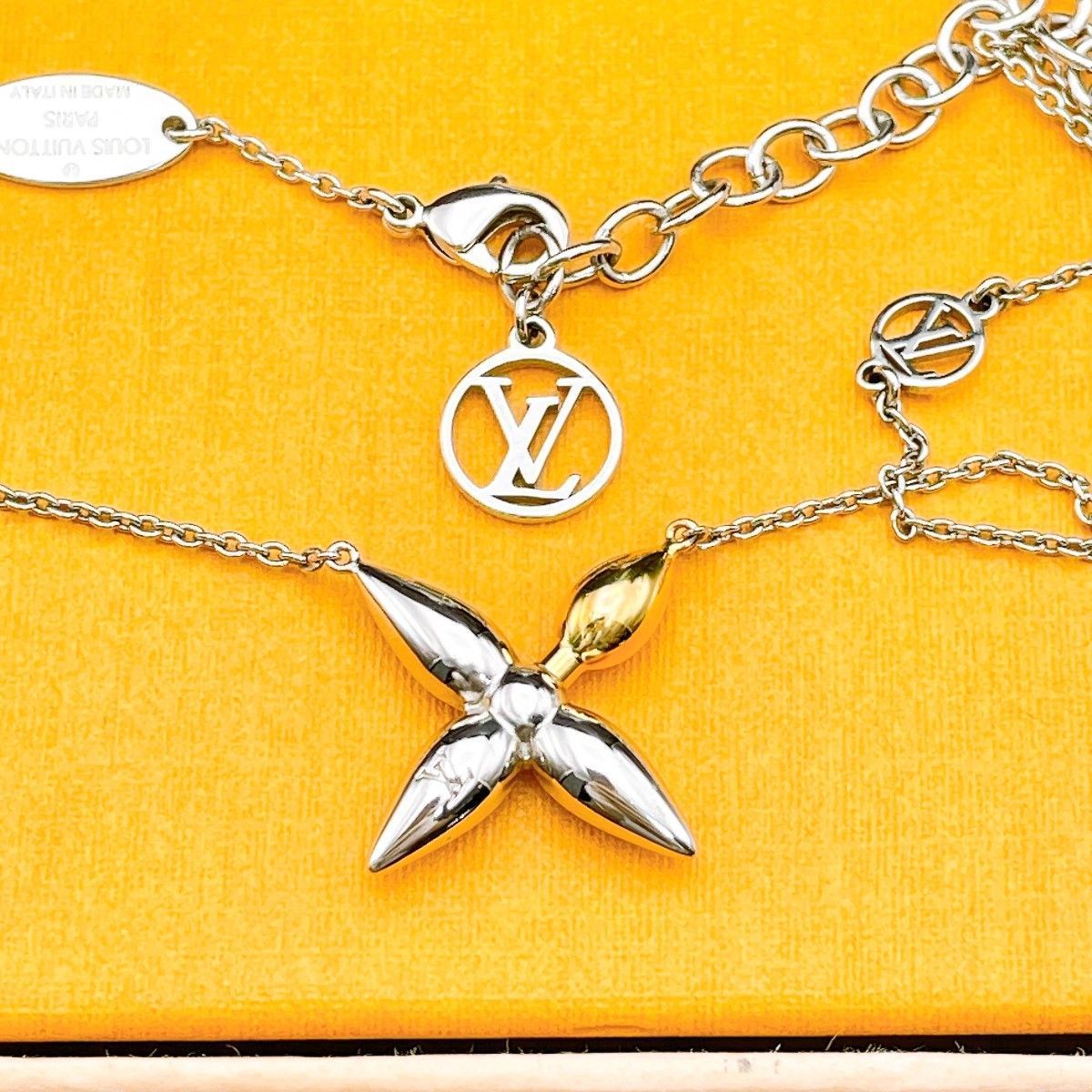 ◇ルイヴィトン◇清掃消毒済 LOUIS VUITTON M01022 コリエ ルイゼット ネックレス シルバー ゴールド ブランド LE3272 6.68g