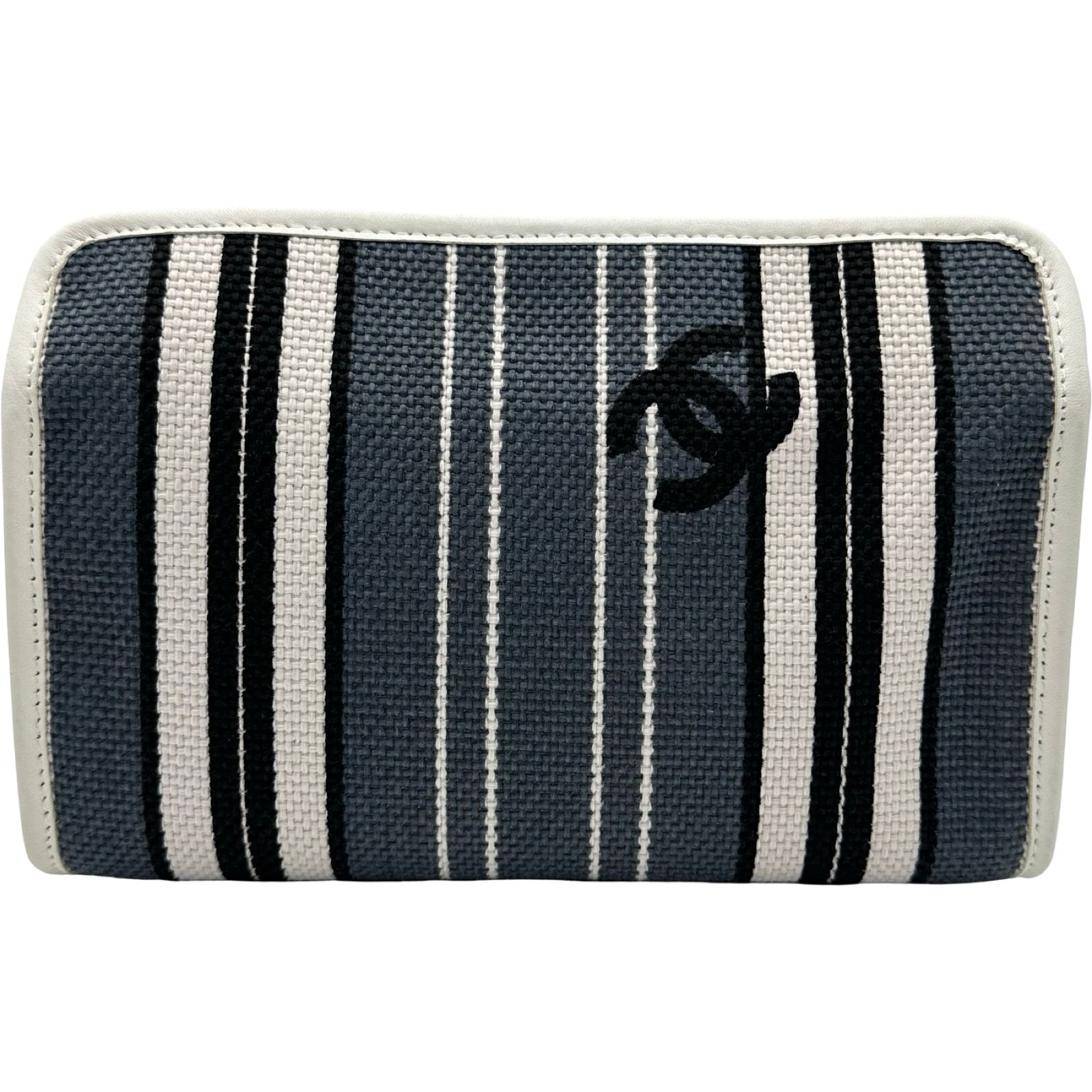 シャネル CHANEL ココマークポーチ ブルー/ブラック/ホワイト キャンバス/レザー レディース ポーチ