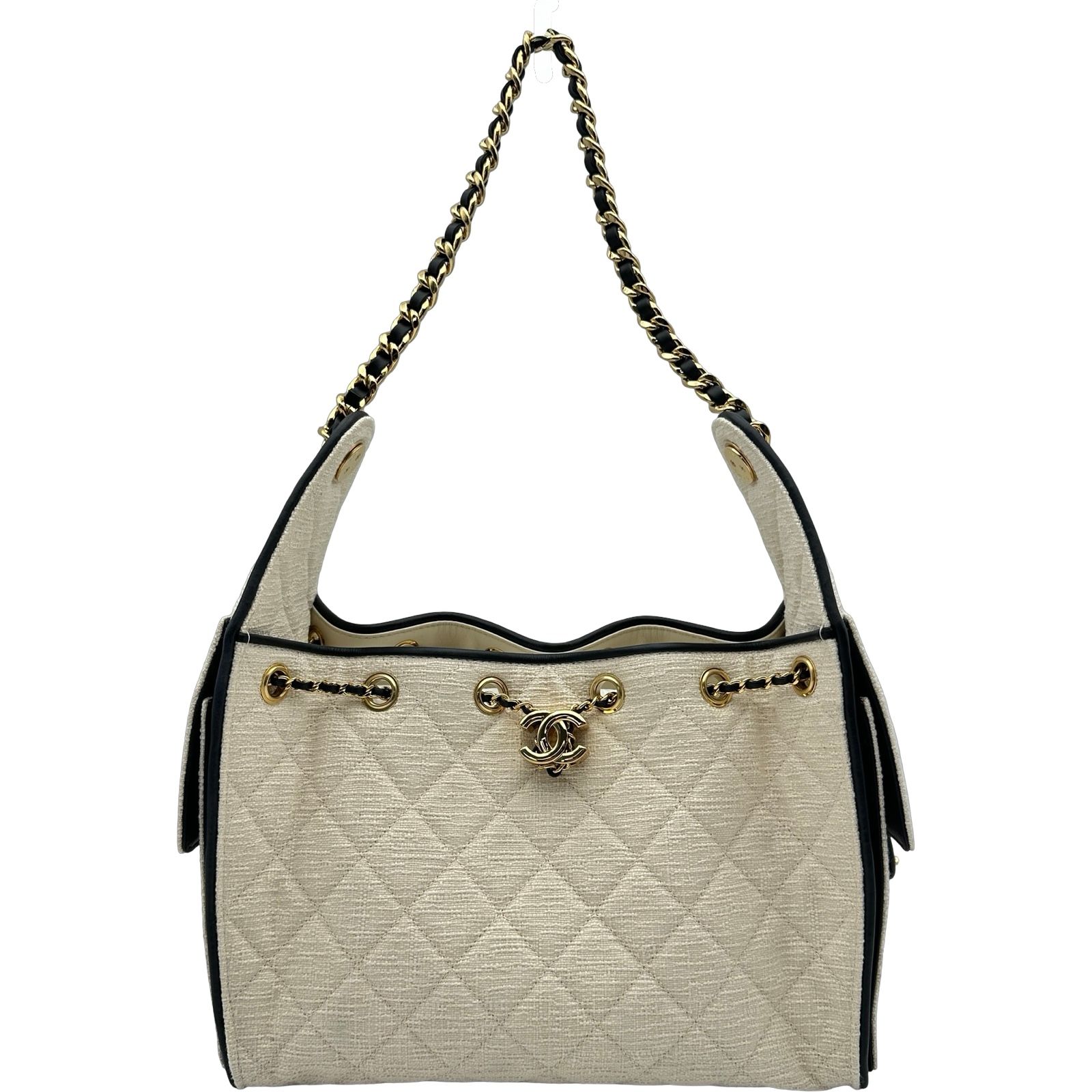 シャネル CHANEL CHANEL25 スモール AS5293 ホワイト/ブラック キャンバス/レザー レディース ショルダーバッグ