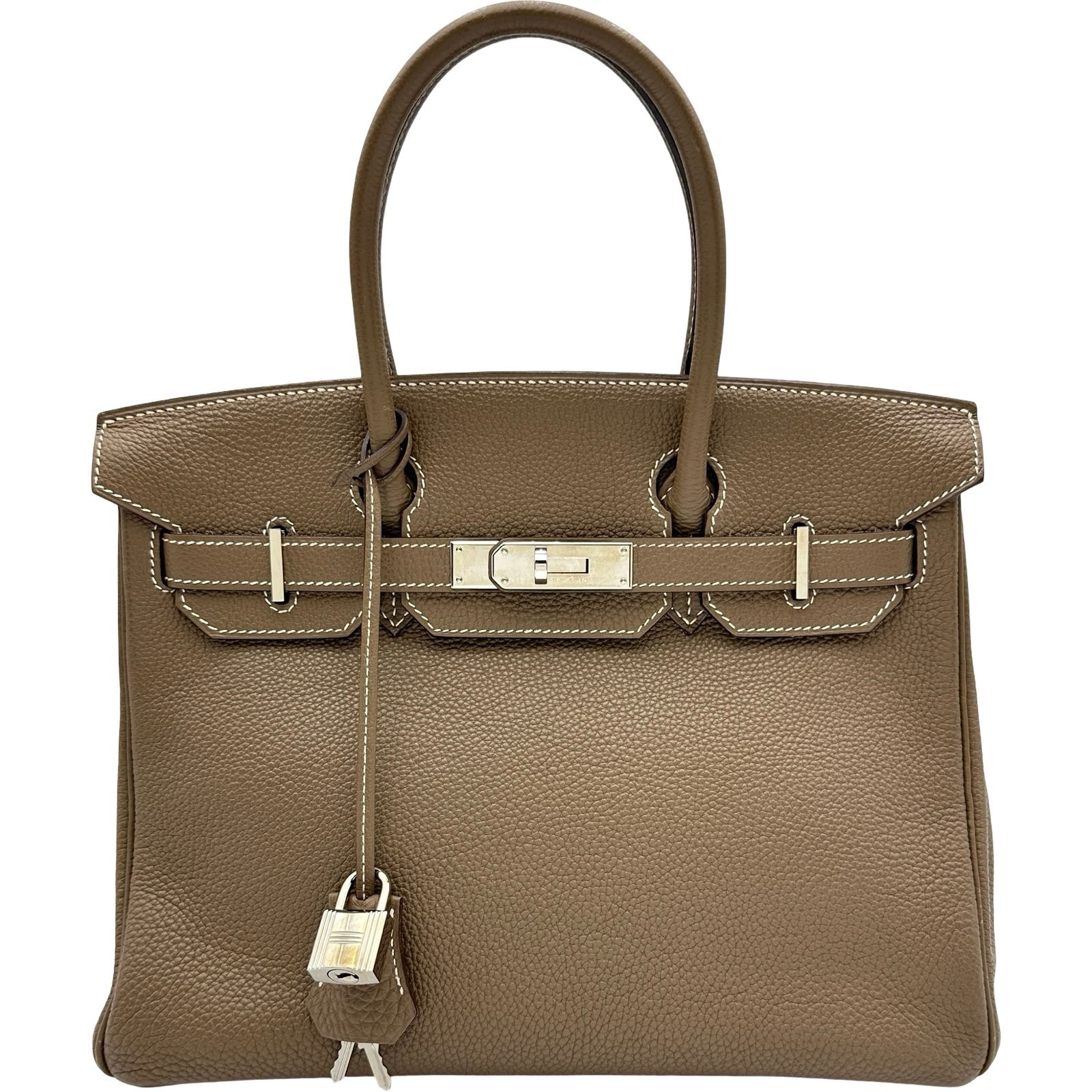 エルメス HERMES バーキン30 ▢L刻印 エトゥープ シルバー金具 トゴ レディース ハンドバッグ