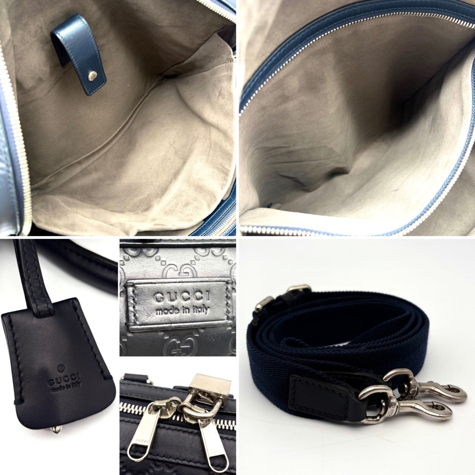 美品 グッチ GUCCI シマレザー GG柄 2way ビジネスバッグ ブリーフ 