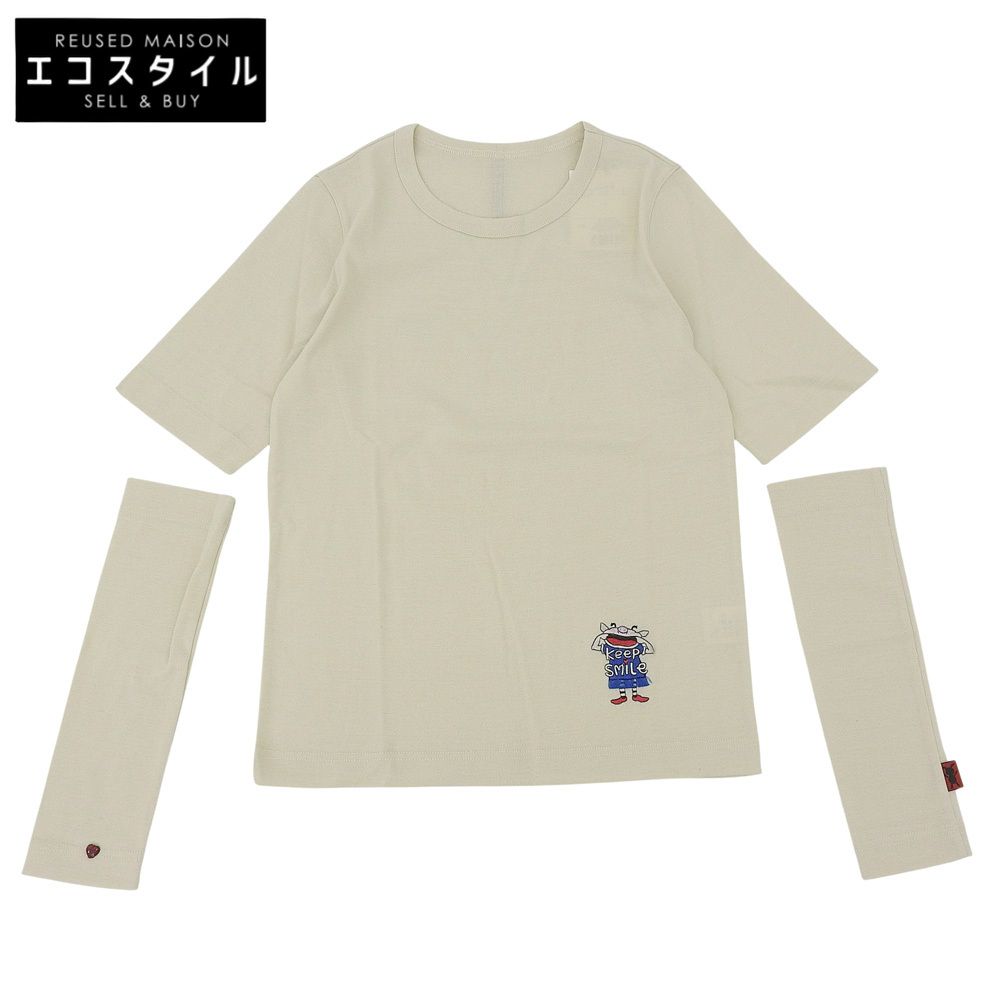 ALBEROBELLO　アルベロベロ　新品同様 コットン ぶたさん クルーネックTシャツ トップス レディース ベージュ M 132813　M