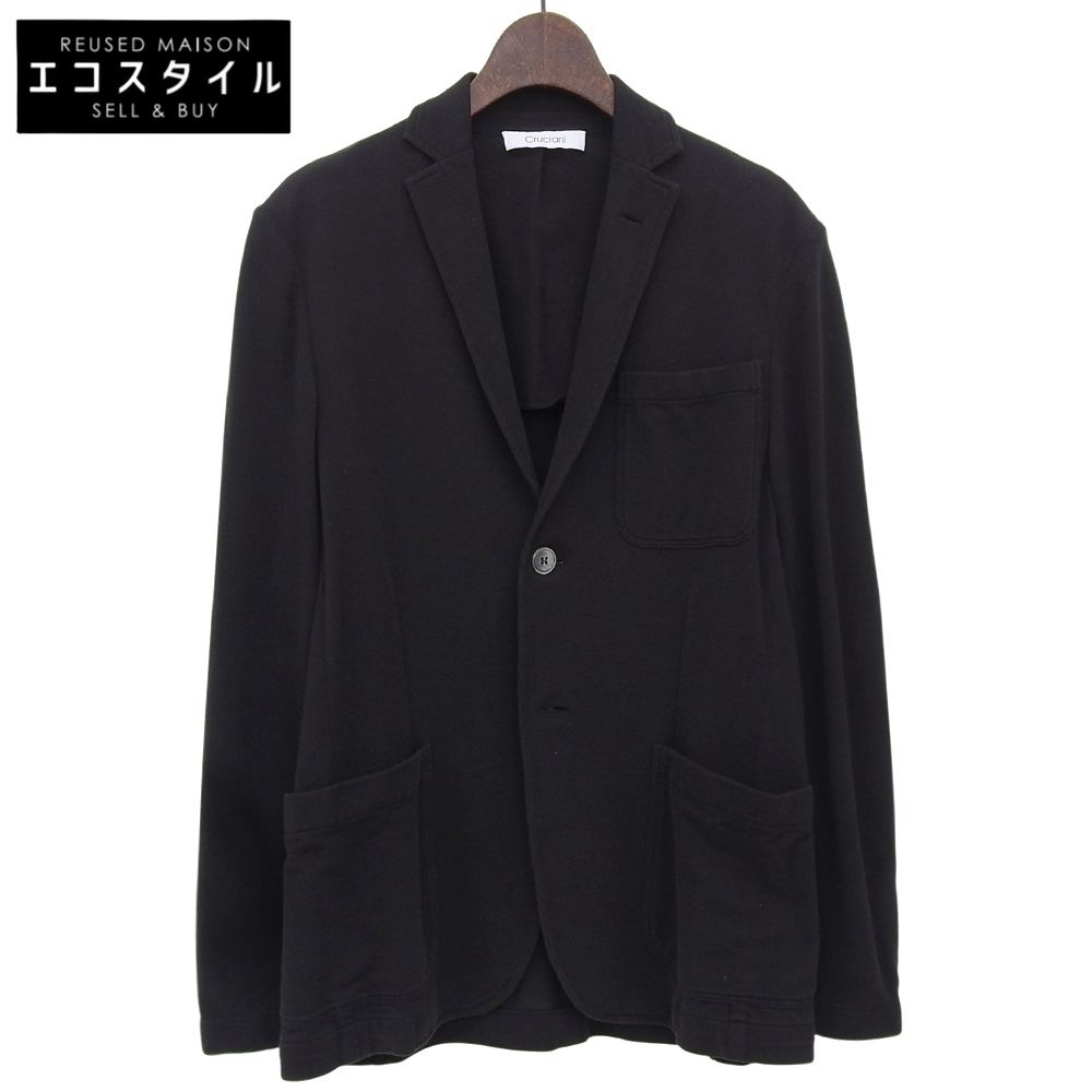 Cruciani クルチアーニ 美品 コットン ニット ジャケット メンズ 黒 ブラック 44 JU1375 44 Cruciani クルチアーニ 美品 コットン ニット ジャケット メンズ 黒