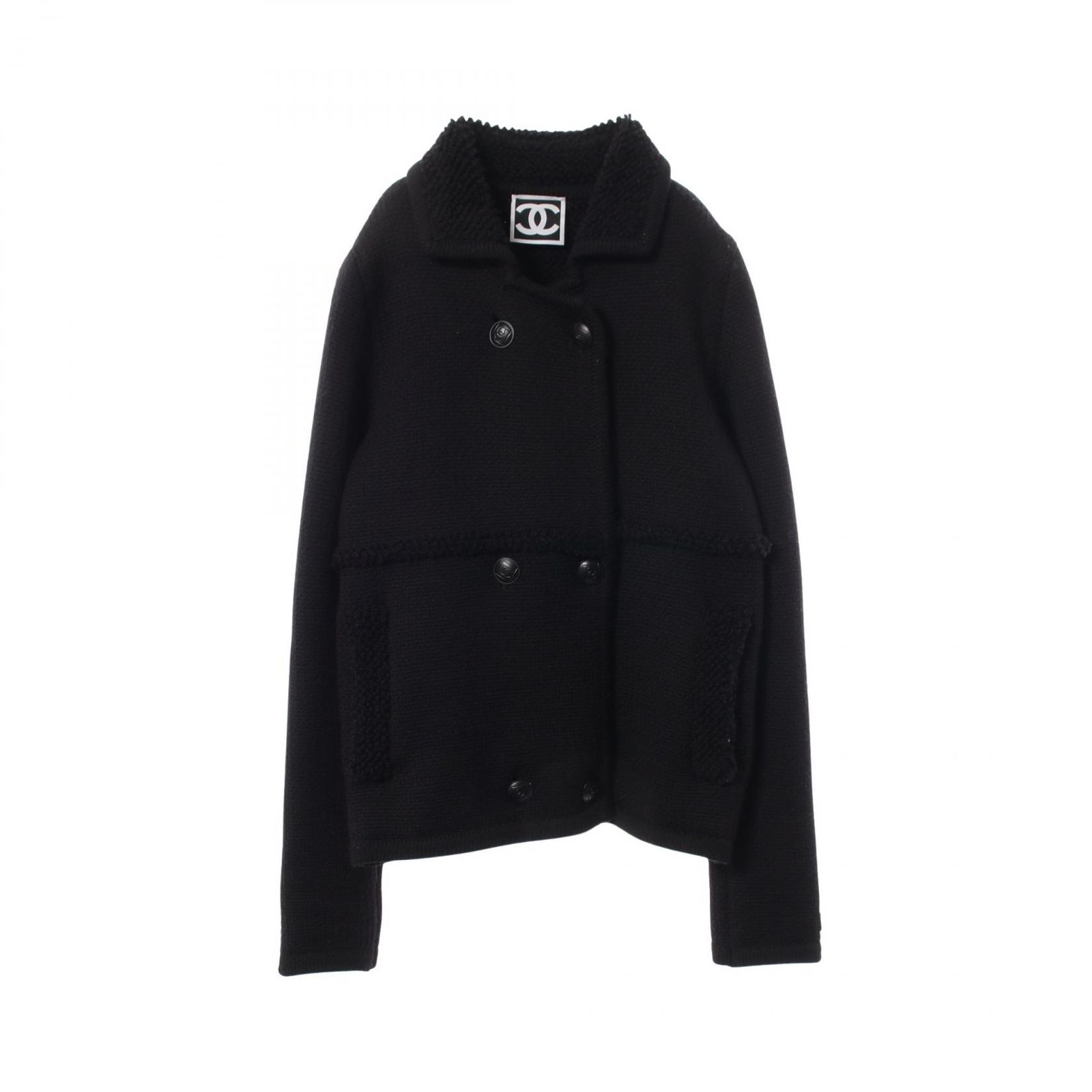 シャネル CHANEL ココマークボタン ニット ウール スポーツライン ニットジャケット レディース Used B