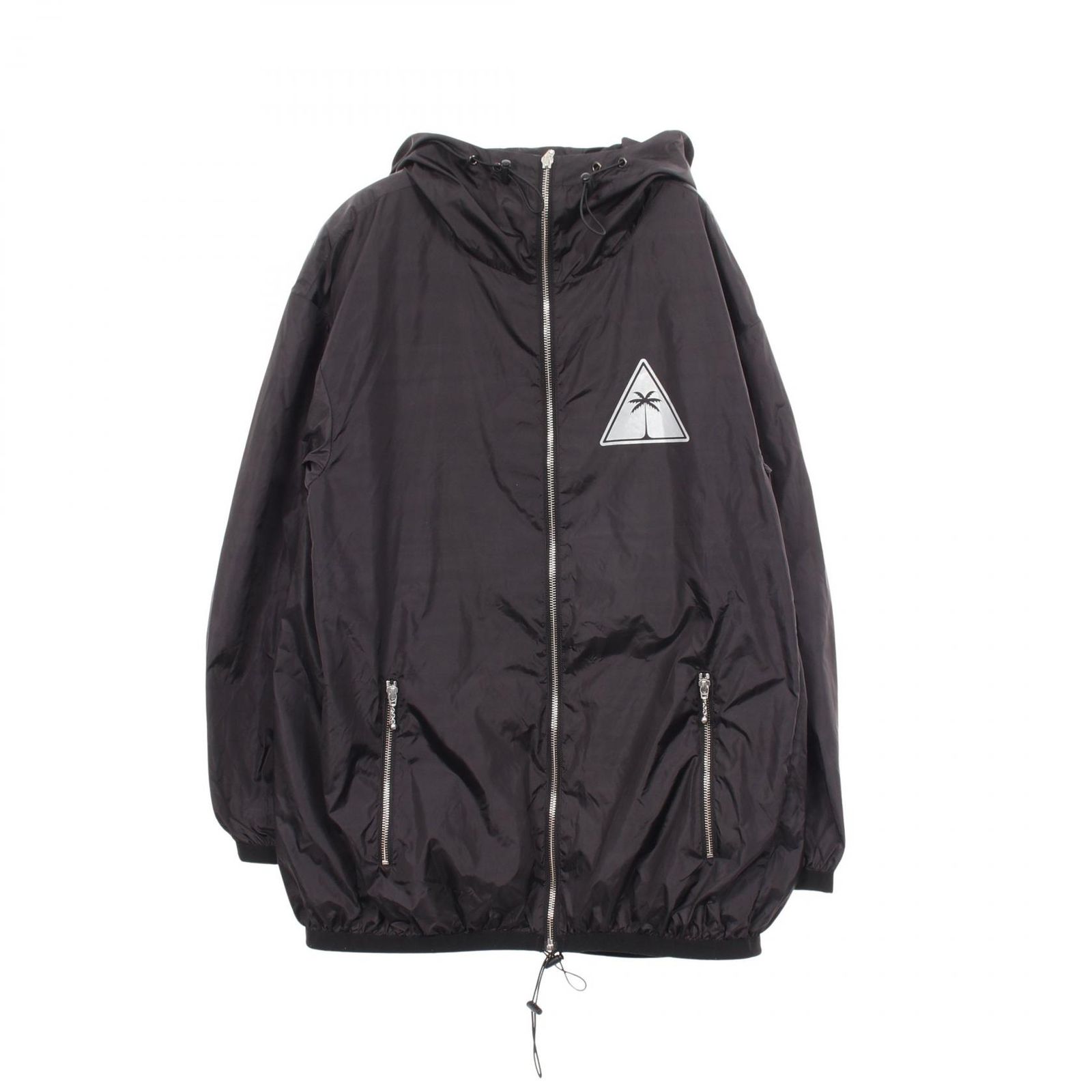 パームエンジェルス PALM ANGELS バックロゴ フード付き ナイロン ジャケット レディース Used B