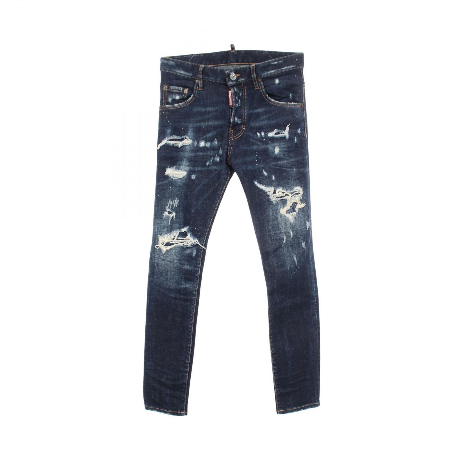 ディースクエアード DSQUARED2 デニムパンツ ダメージ加工 ペイント加工 S71LB0756 ブルー コットン デニムパンツ メンズ Used A