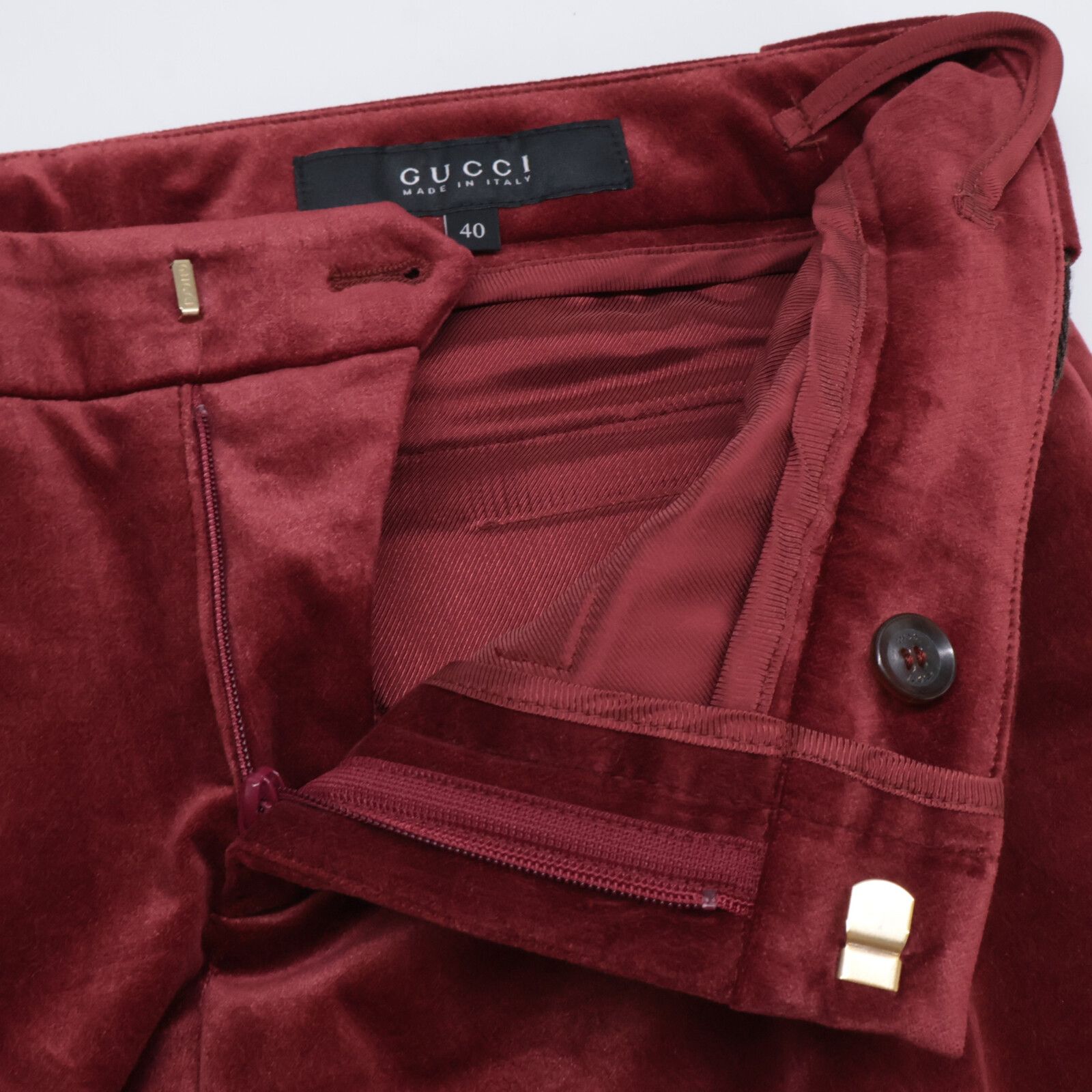 GUCCI グッチ ボルドー ベロアパンツ 40 - メルカリ