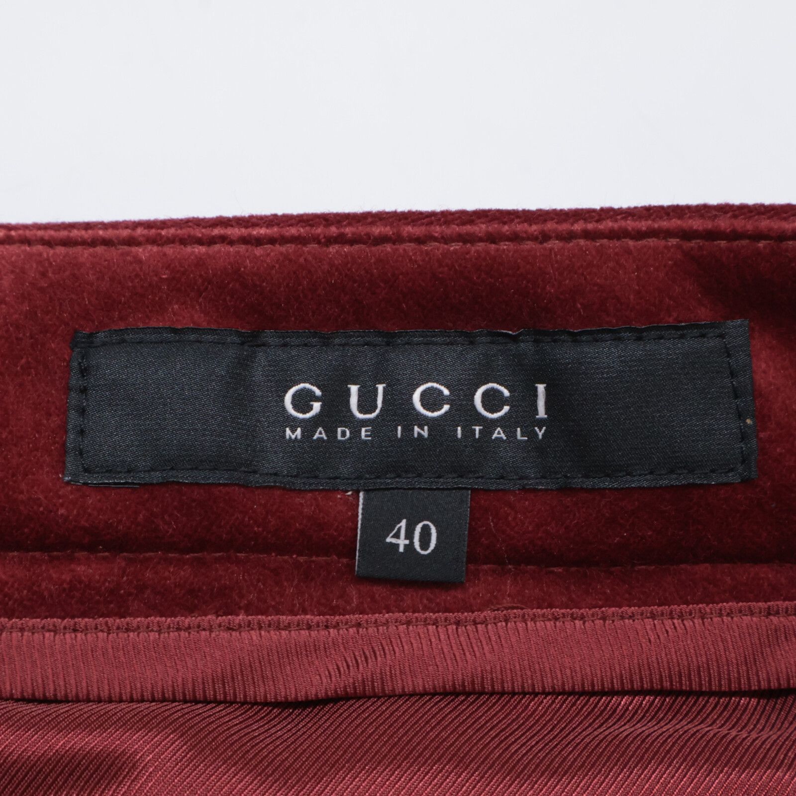 GUCCI グッチ ボルドー ベロアパンツ 40 - メルカリ