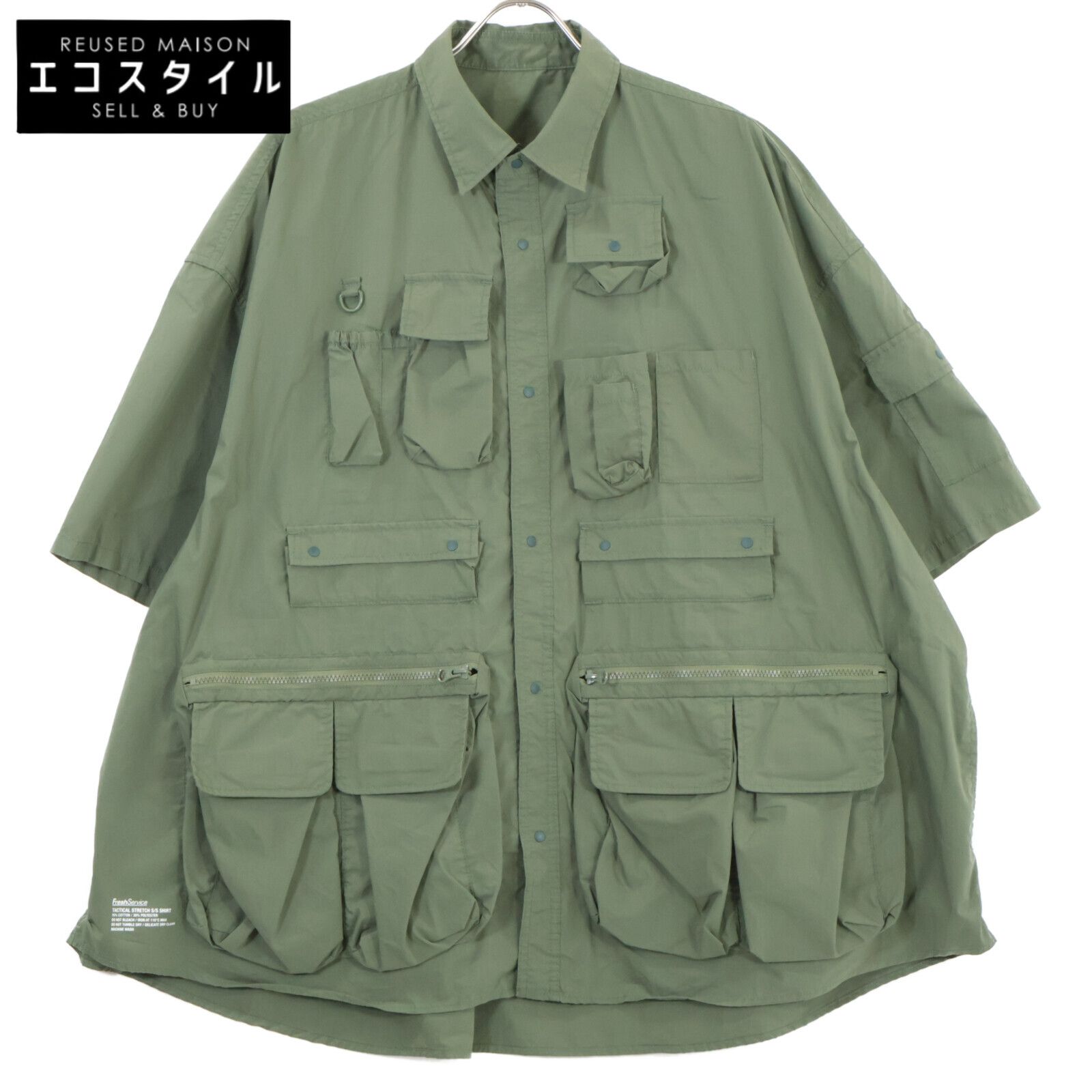 Fresh Service　フレッシュサービス　FSW-22-SH_30 カーキ TACTICAL POCKET STRETCH S/S SHIRT　F