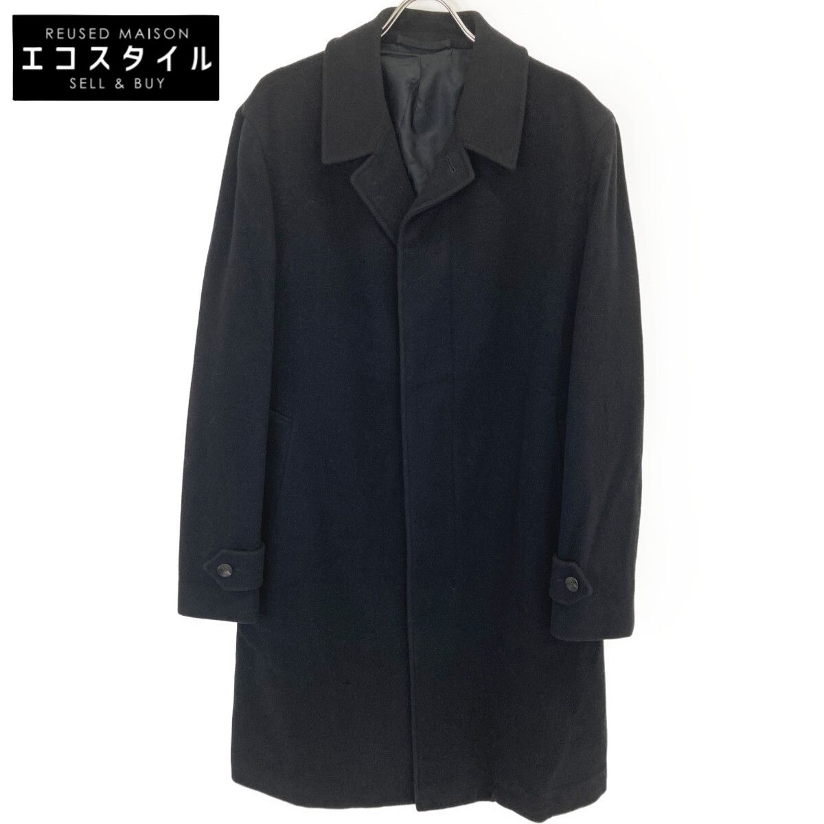 CARUSO　カルーゾ　UJ594L ブラック ウール×ナイロン シングルステンカラーコート