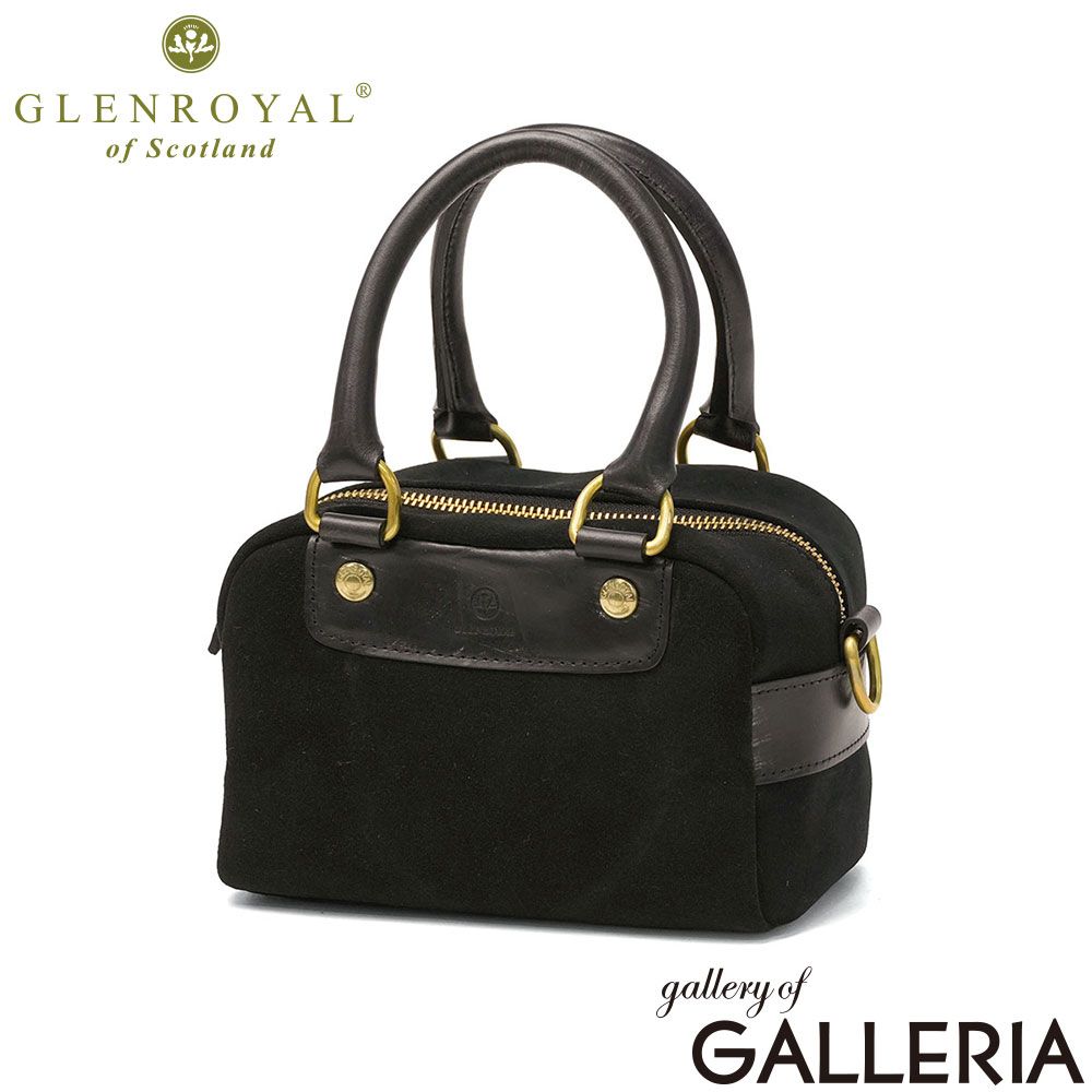 【正規品3カ月保証】 グレンロイヤル ボストンバッグ レディース GLENROYAL 小さめ 軽量 レザー ミニボストン ショルダー 2WAY グレイスコレクション MINI BOSTON BAG BUCKSKIN J2-0050 BLACK×BLACK