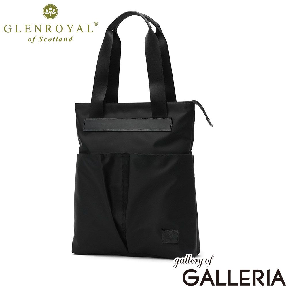 【正規品3カ月保証】 グレンロイヤル トートバッグ メンズ レディース 大きめ ファスナー付き GLENROYAL ナイロン 撥水 B4 12.8L CONTEMPORARY 2 PKT TOTE BAG NYLON TWILL J2-0055 BLACK