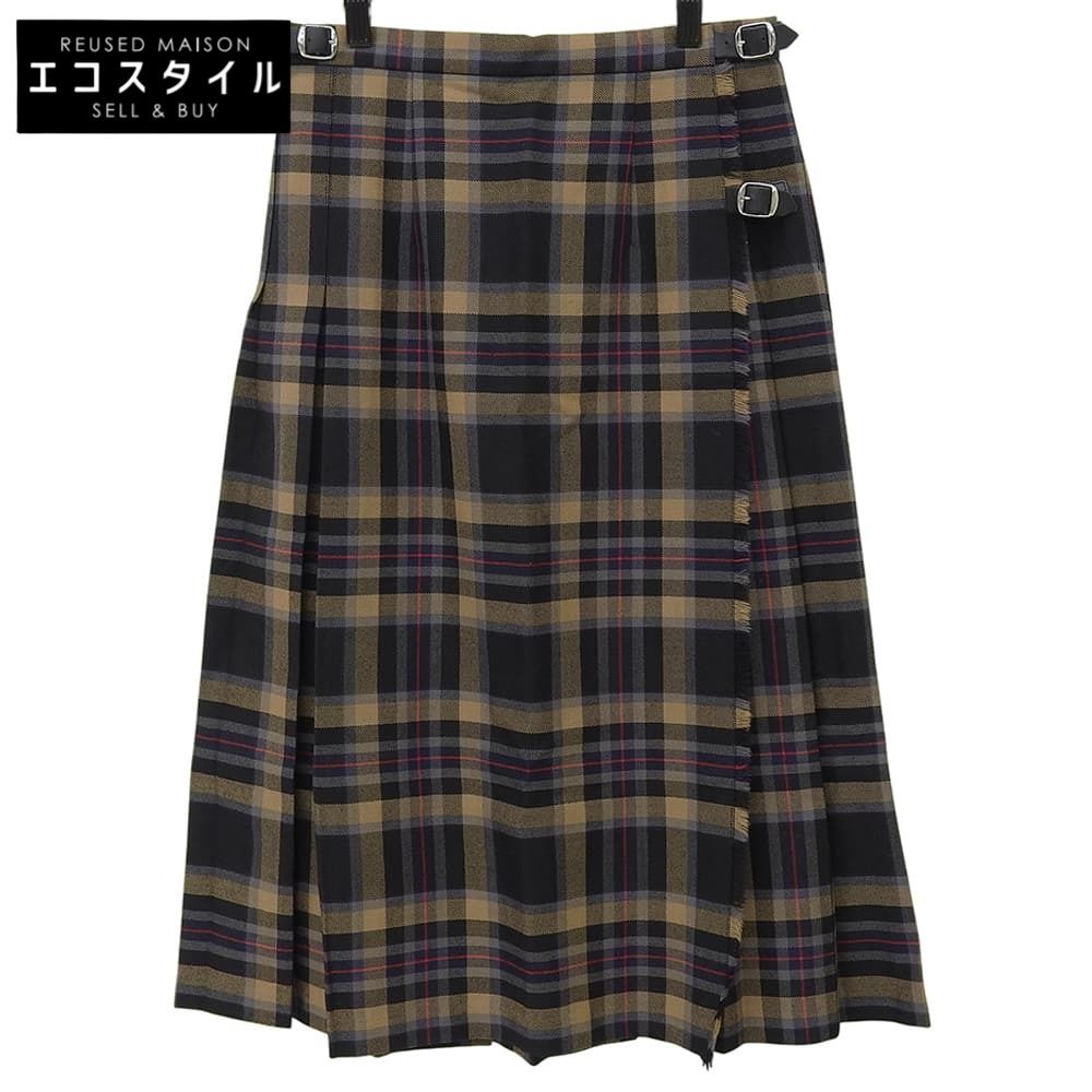 O'NEIL OF DUBLIN　オニールオブダブリン　チェック柄 ベルト付き ラップスカート レディース ブラウン×ブラック F38　F38