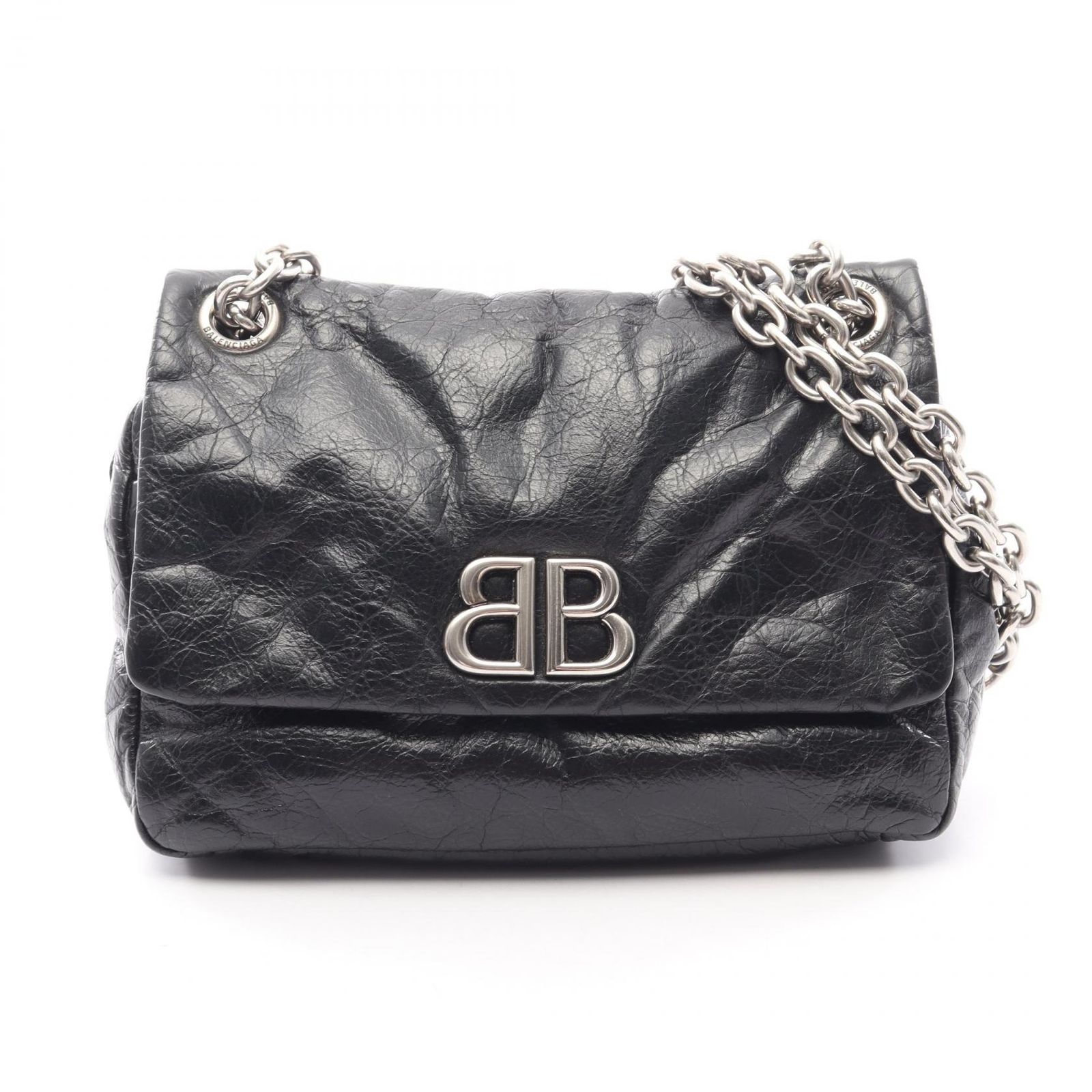 バレンシアガ BALENCIAGA ショルダーバッグ MONACO モナコ ブラック レザー モナコ 2wayチェーンショルダー レディース Used A