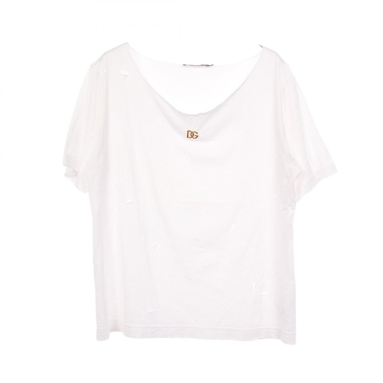 ドルチェアンドガッバーナ DOLCE & GABBANA 半袖Tシャツ DGロゴ ダメージ加工 コットン Tシャツ メンズ Used A