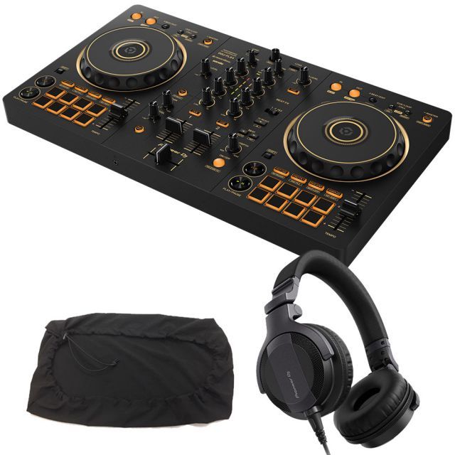 PIONEER DJコントローラー DDJ-FLX4-N (ゴールド) + ヘッドホン HDJ-CUE1 + ダストカバー セット 【DDJ-400 後続機種】