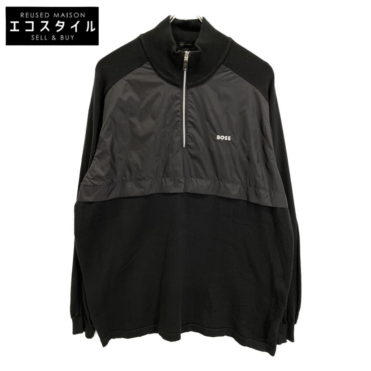 BOSS　ボス　ブラック 50492590 ハイブリット ジップネック セーター　XL